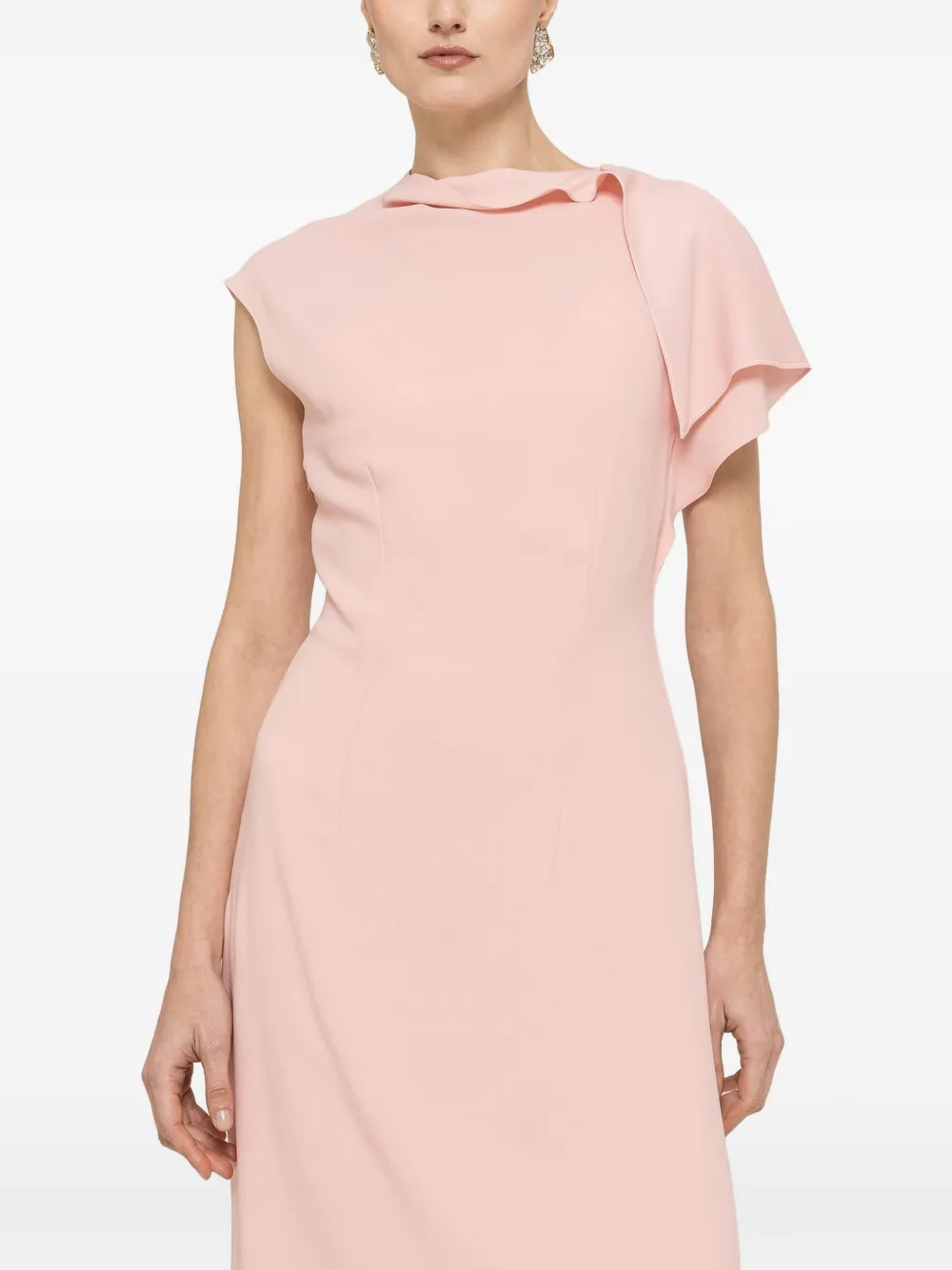 NISSA A-line ruffle midi dress - Pink