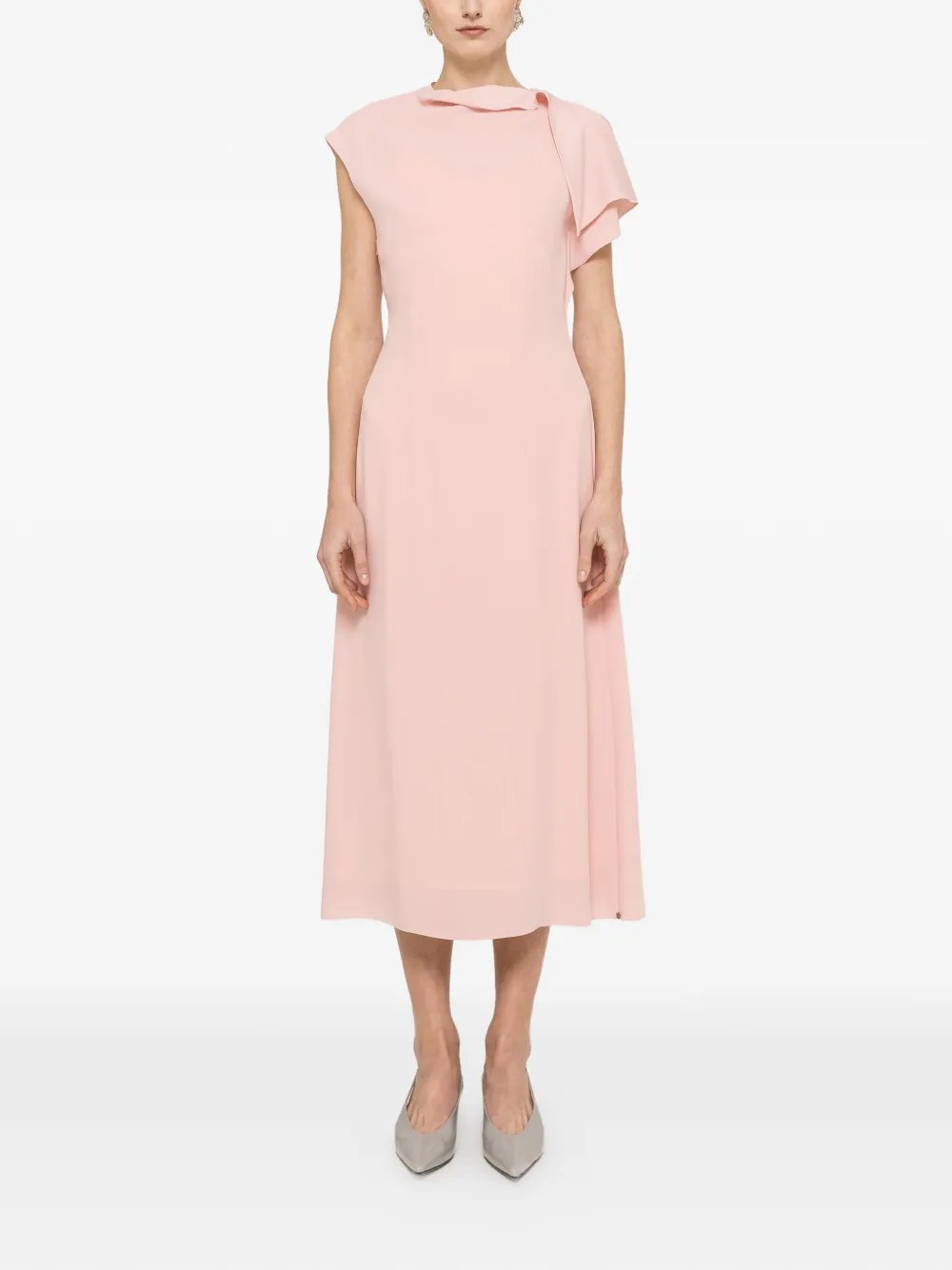  Nissa A-line Ruffle Midi Dress - Pink 