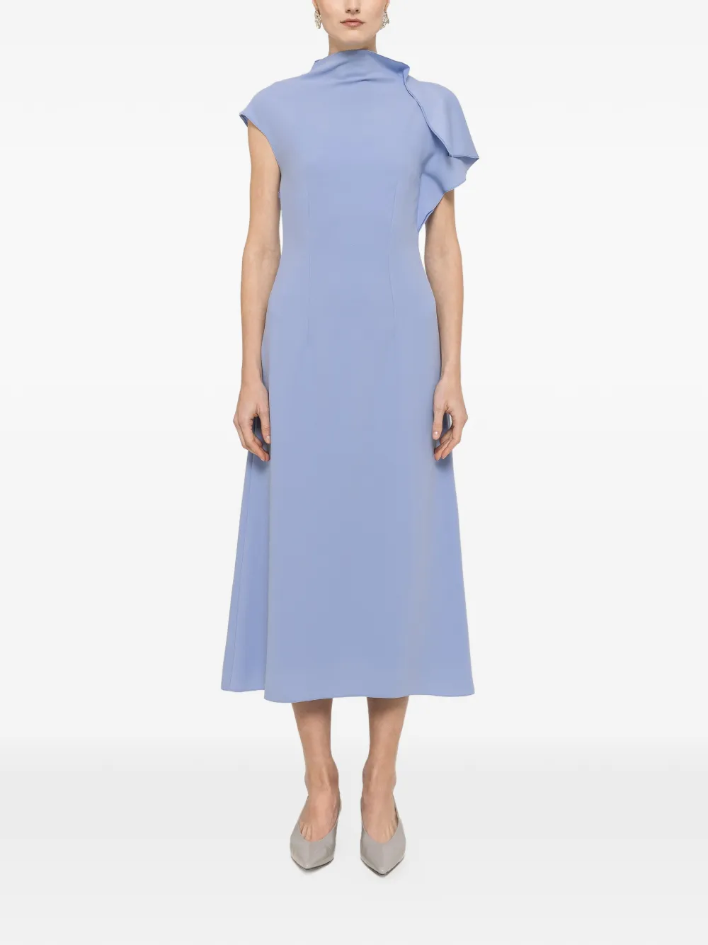 NISSA A-lijn midi-jurk met ruches Blauw