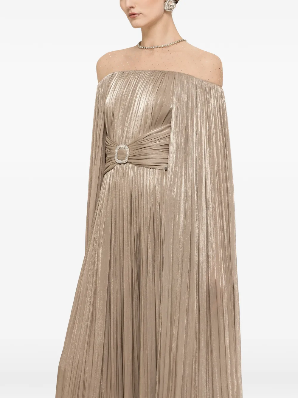 NISSA cape embellished maxi dress - Toni neutri