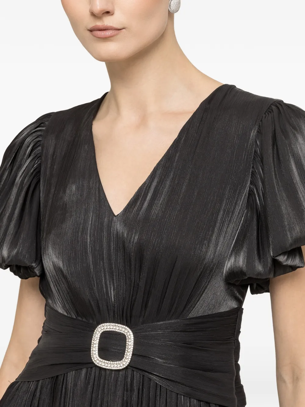 NISSA Chiffon maxi-jurk met kristallen detail Zwart