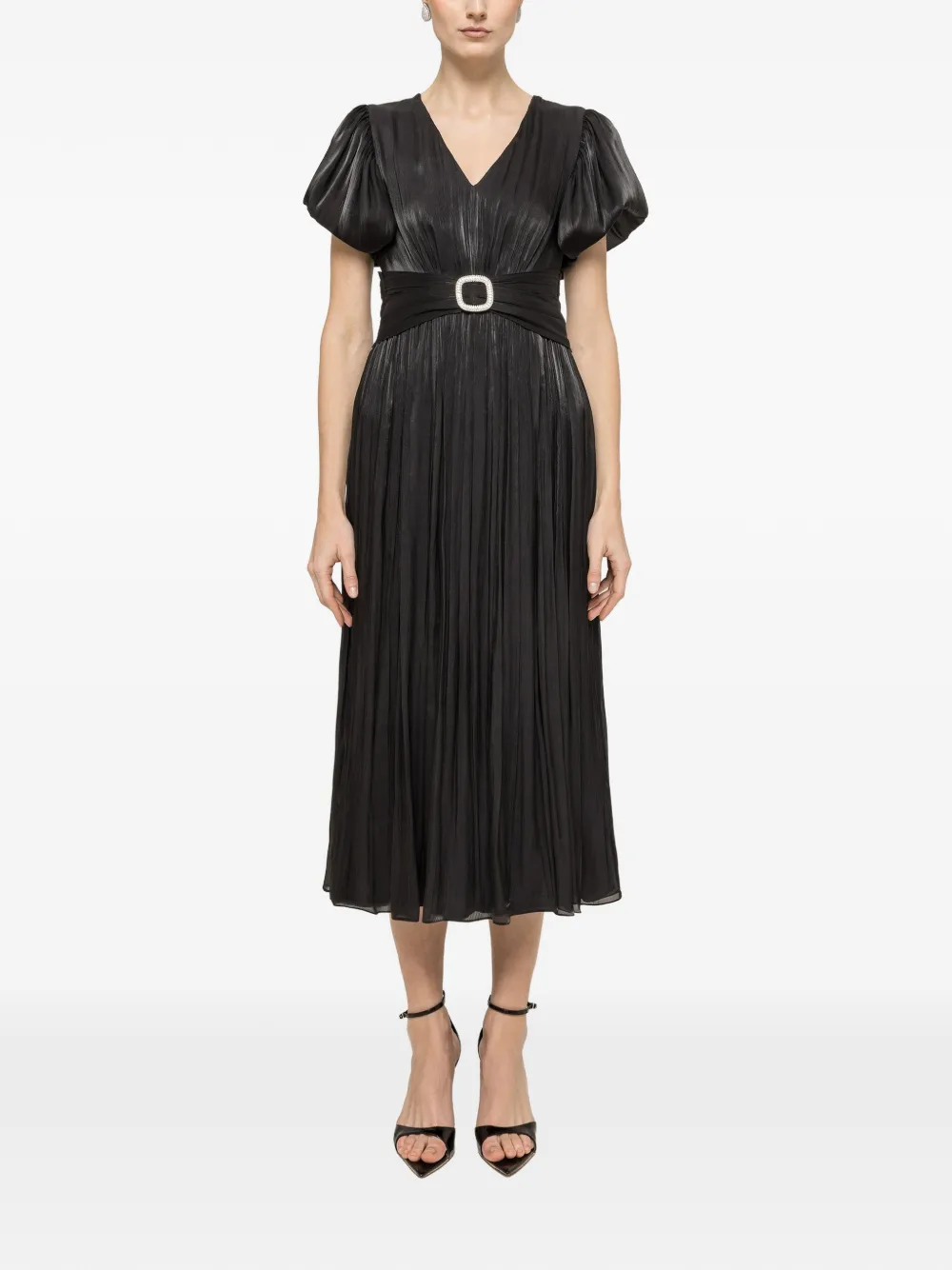 NISSA Chiffon maxi-jurk met kristallen detail Zwart