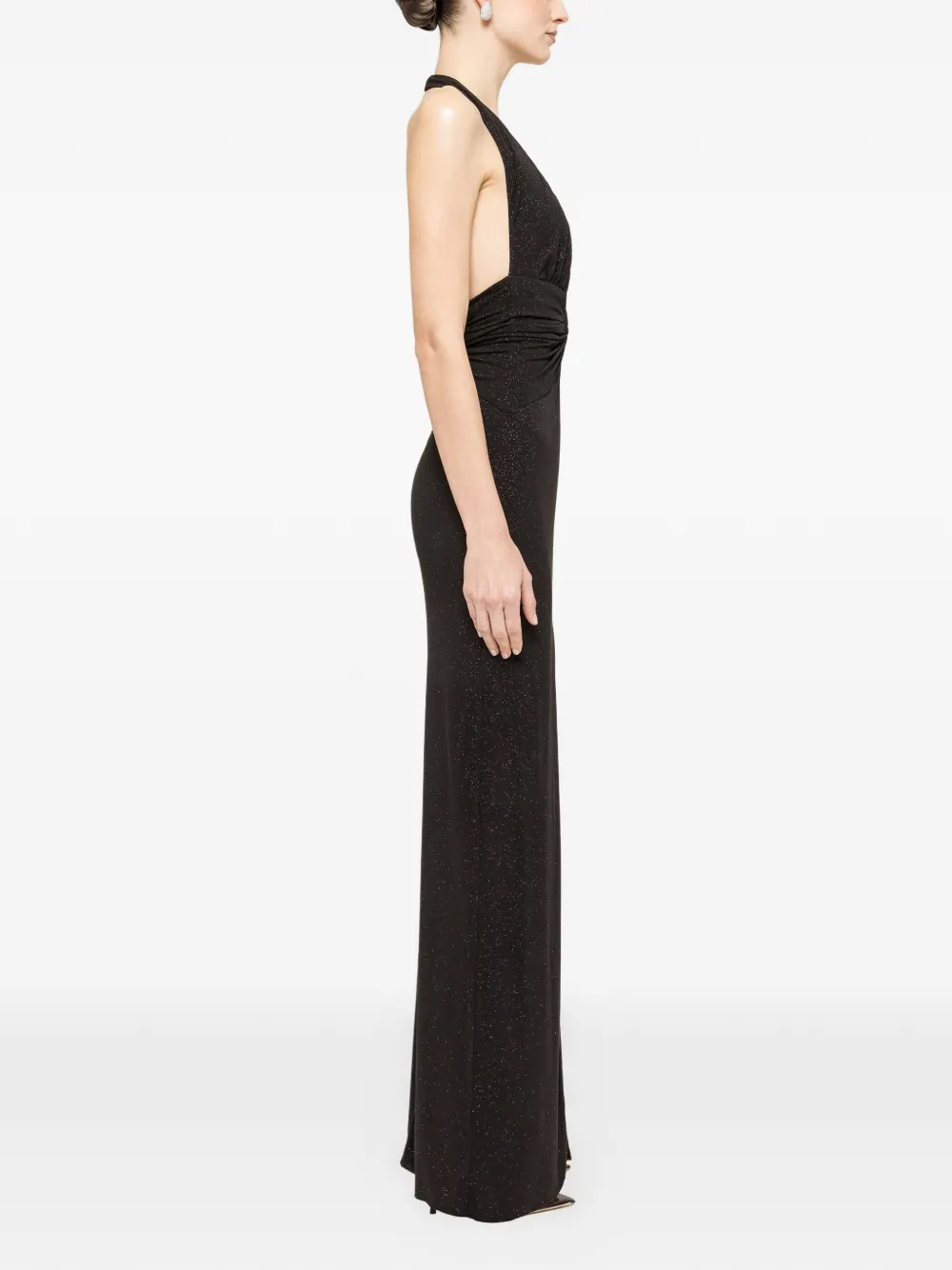 NISSA Maxi-jurk met glitters en open achterkant Zwart