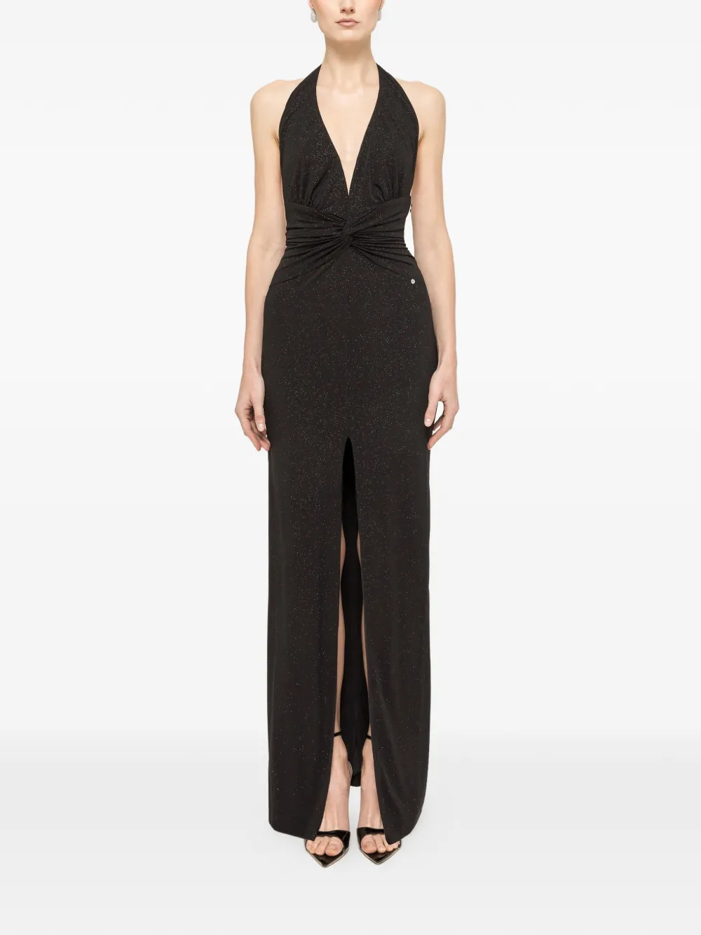 NISSA Maxi-jurk met glitters en open achterkant Zwart