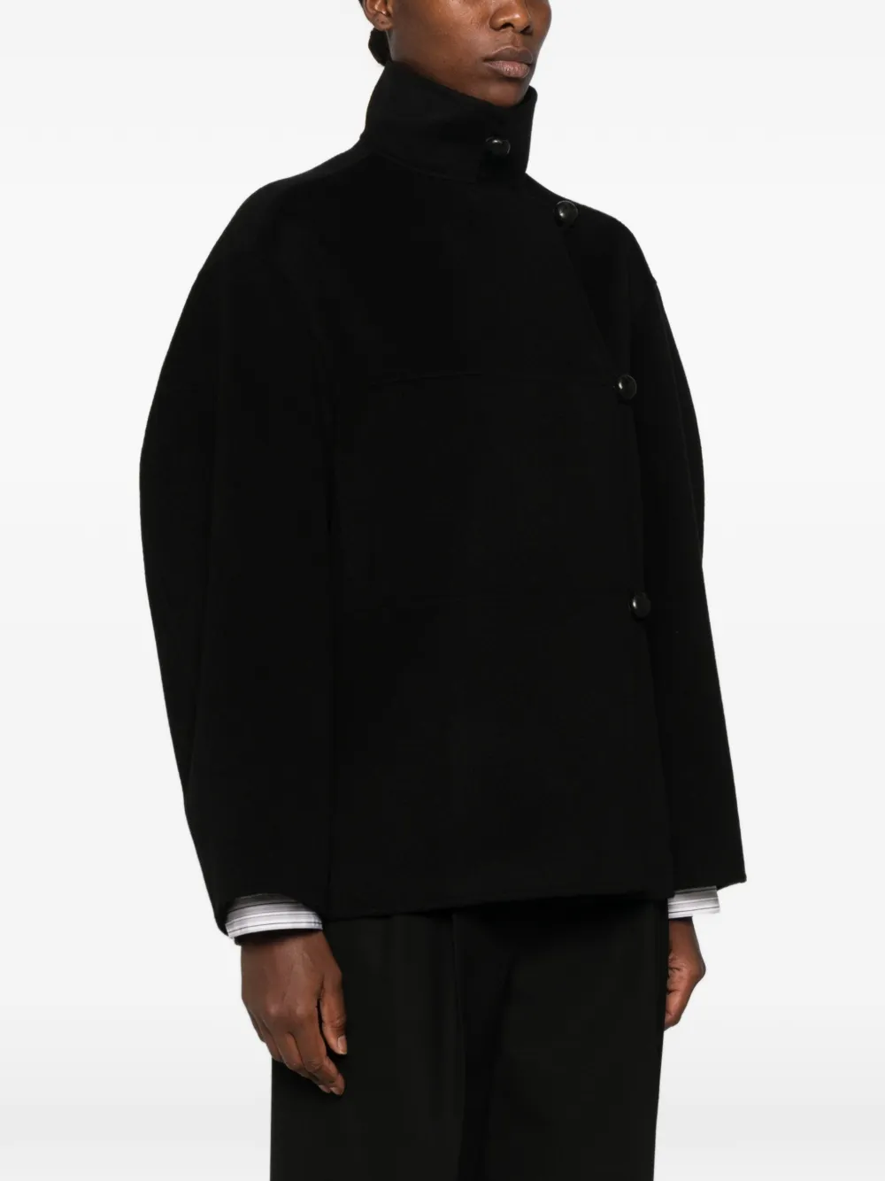 Rohe Double-faced Wool Coat In Black