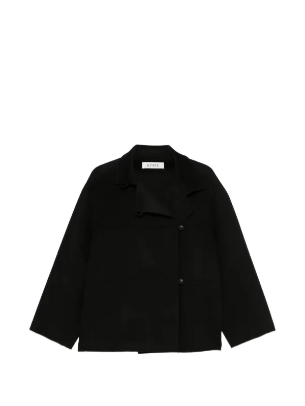 Róhe Double-breasted High-neck Jacket in Black