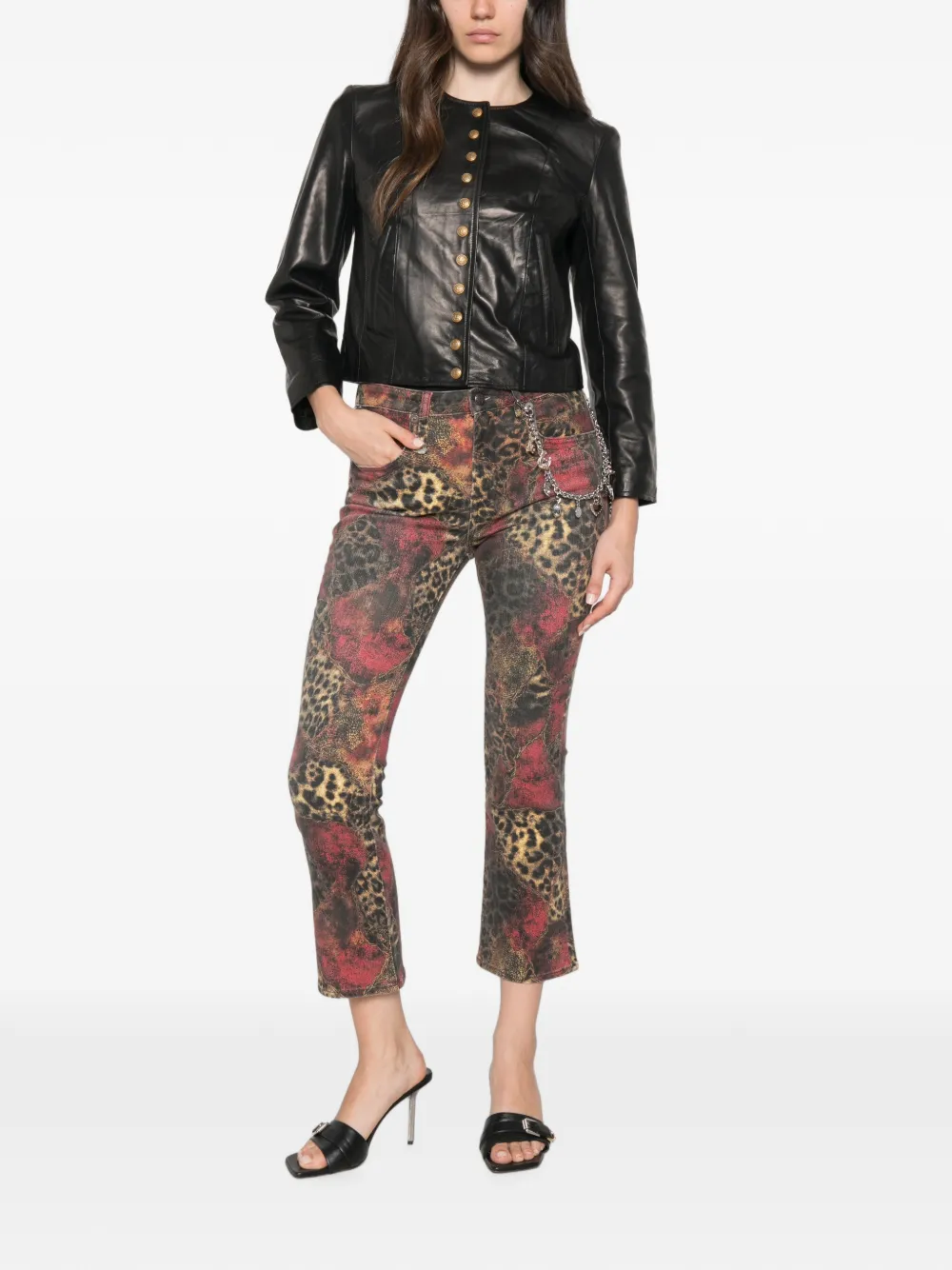R13 Kick jeans met luipaard-print Rood