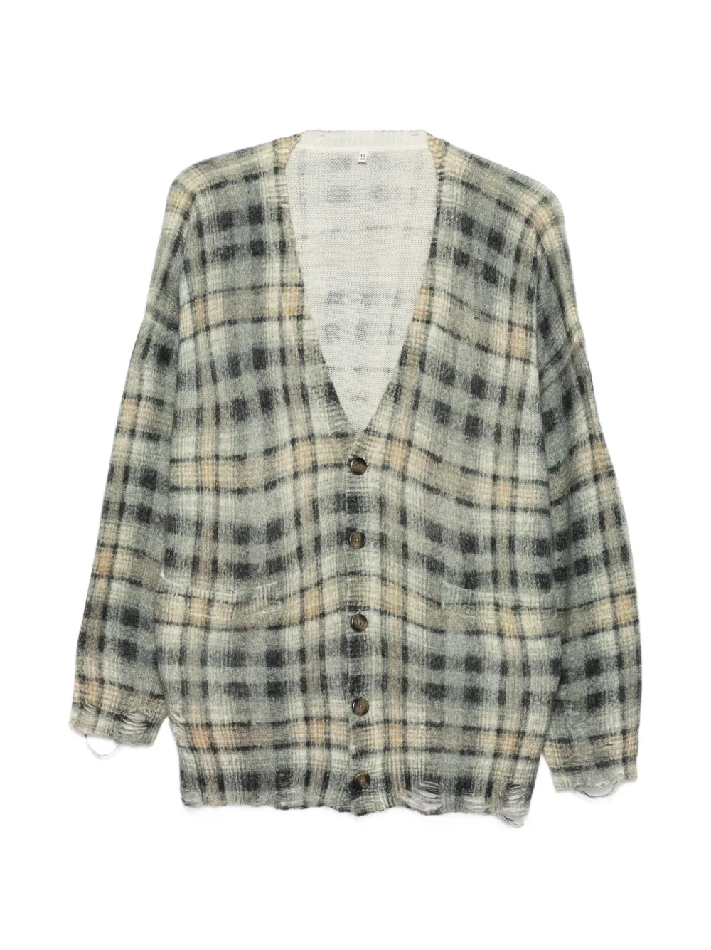 R13 checked distressed cardigan - Grau