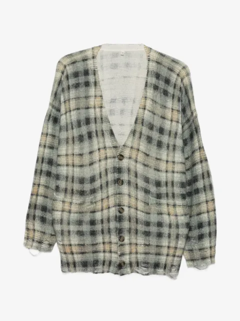 R13 checked distressed cardigan