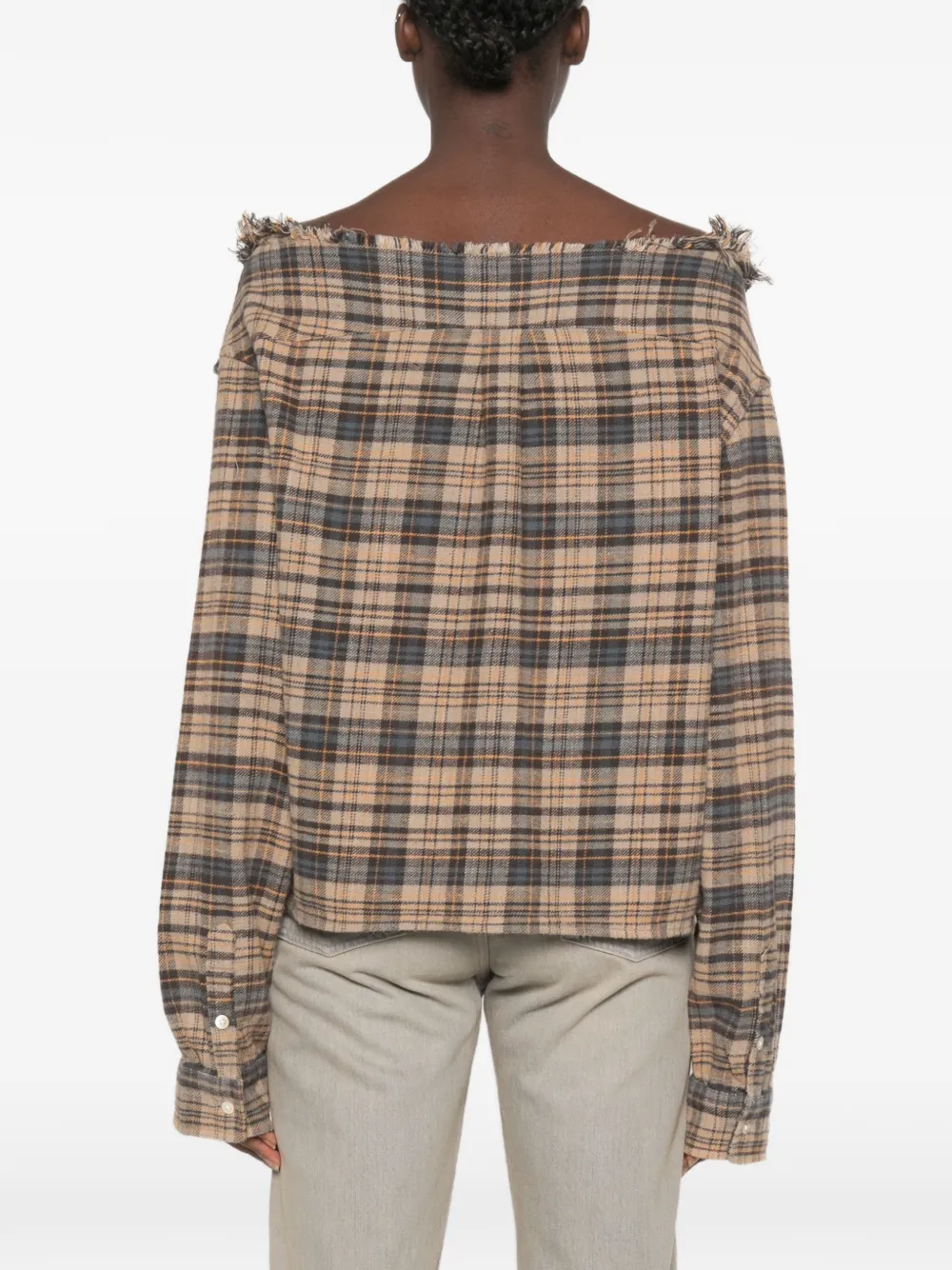 R13 Geruit blouse met strik Beige