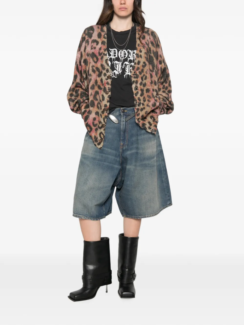R13 Oversized vest met print Beige