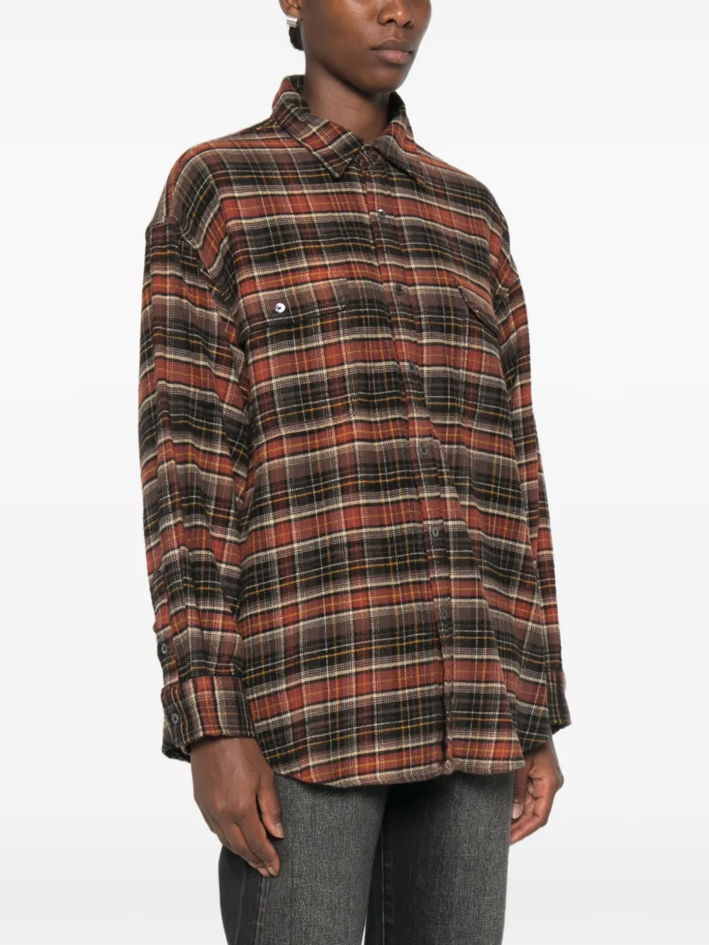 R13 Geruite blouse Zwart