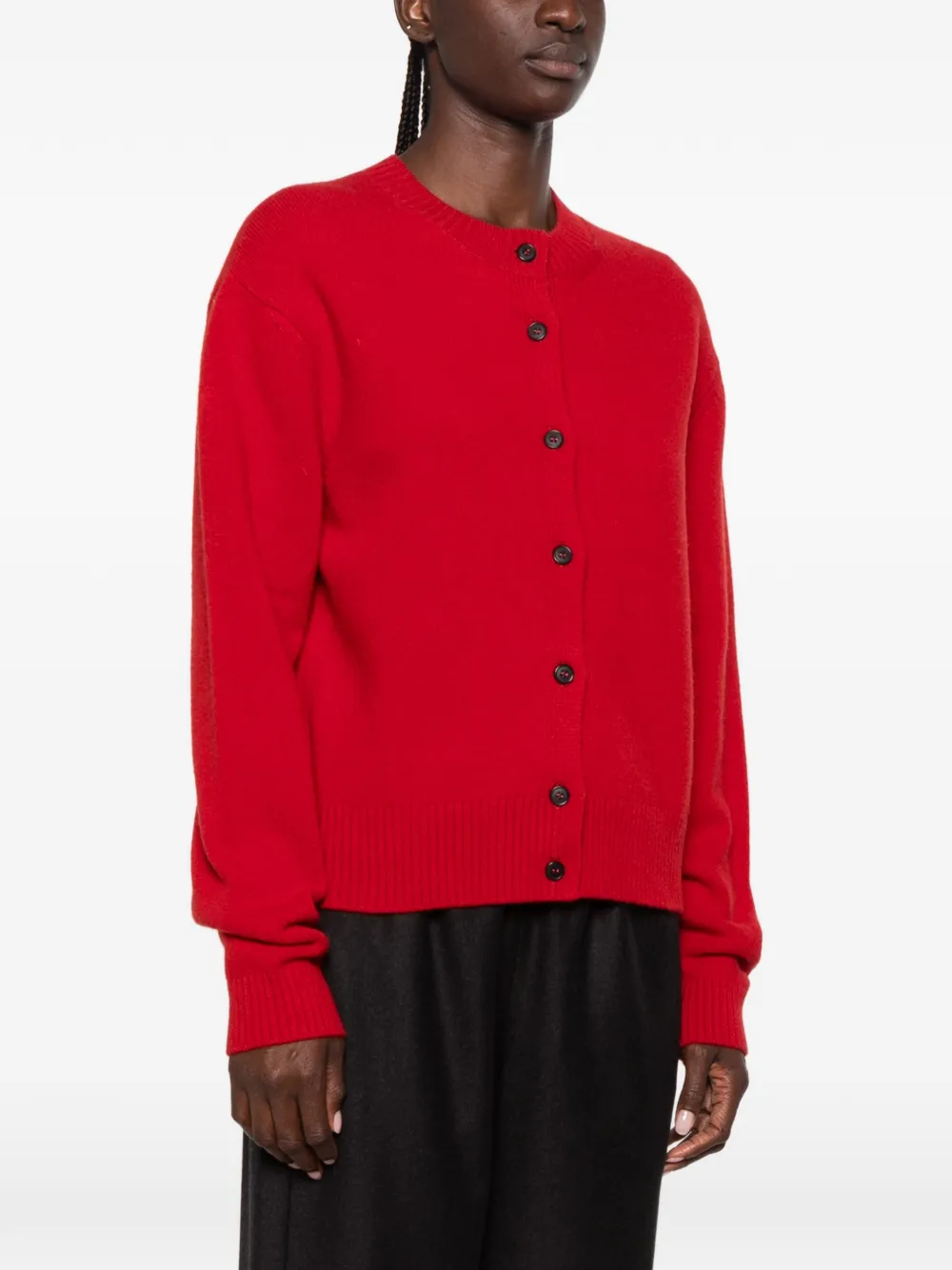 Róhe Classic Cardigan in Red, view 3
