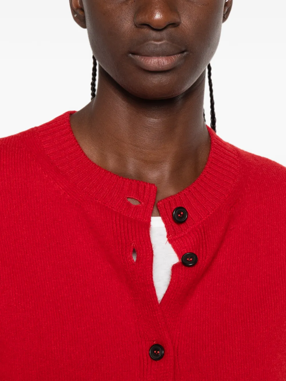 Róhe Classic Cardigan in Red, view 5