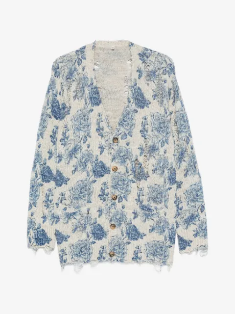 R13 floral-print distressed cardigan