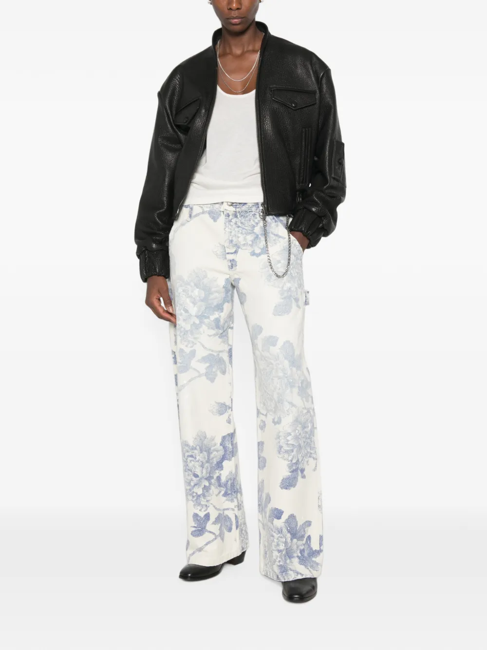 R13 Carpenter jeans met bloemen Wit