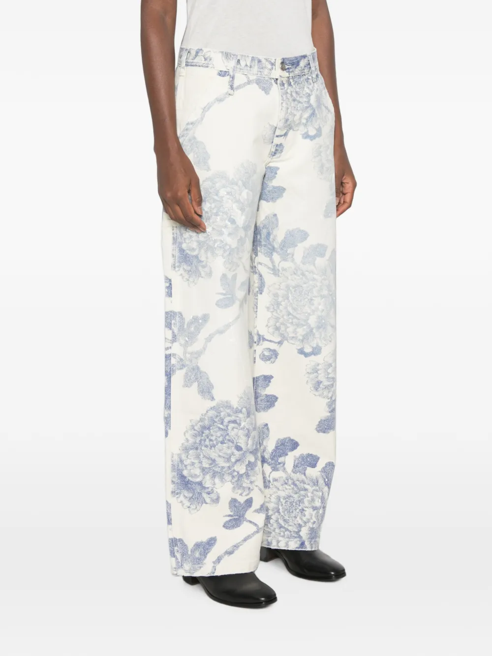 R13 Carpenter jeans met bloemen Wit