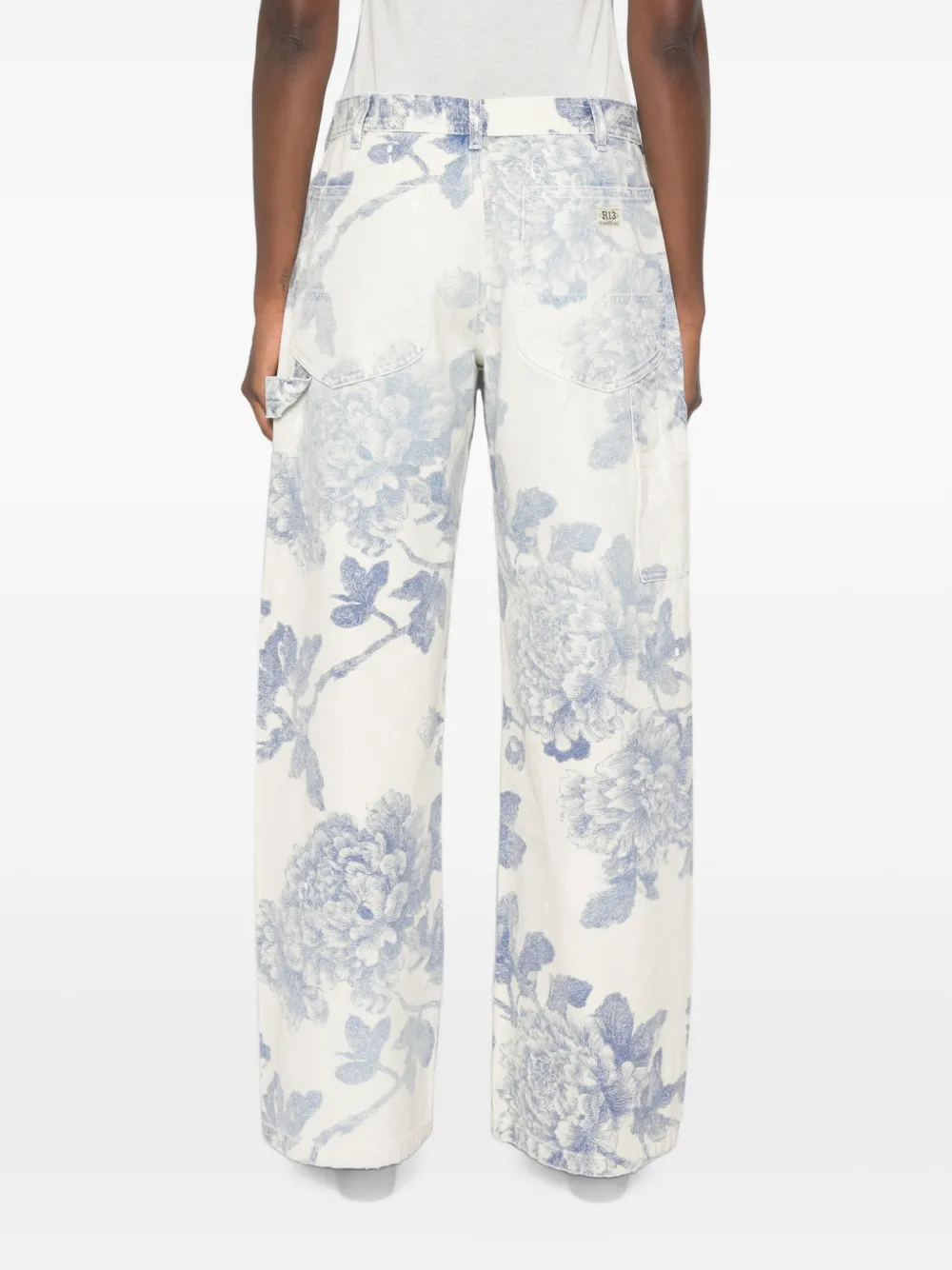 R13 Carpenter jeans met bloemen Wit