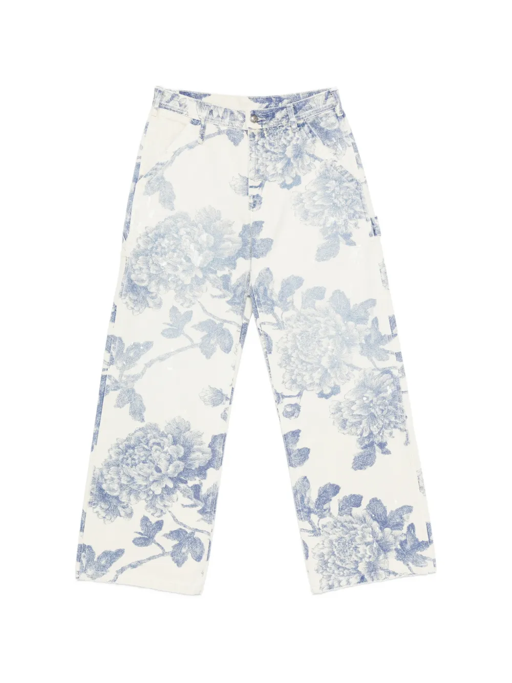 R13 belt-loop floral-print jeans - Weiß