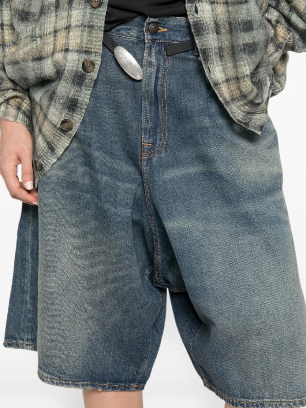 R13 Jesse denim shorts Blauw