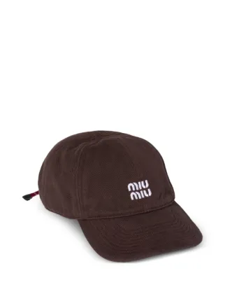 miu miu デニムベースボールキャップ　ダークブラウン/アイリス　M Miu Miu デニム キャップ | ブラウン | FARFETCH JP