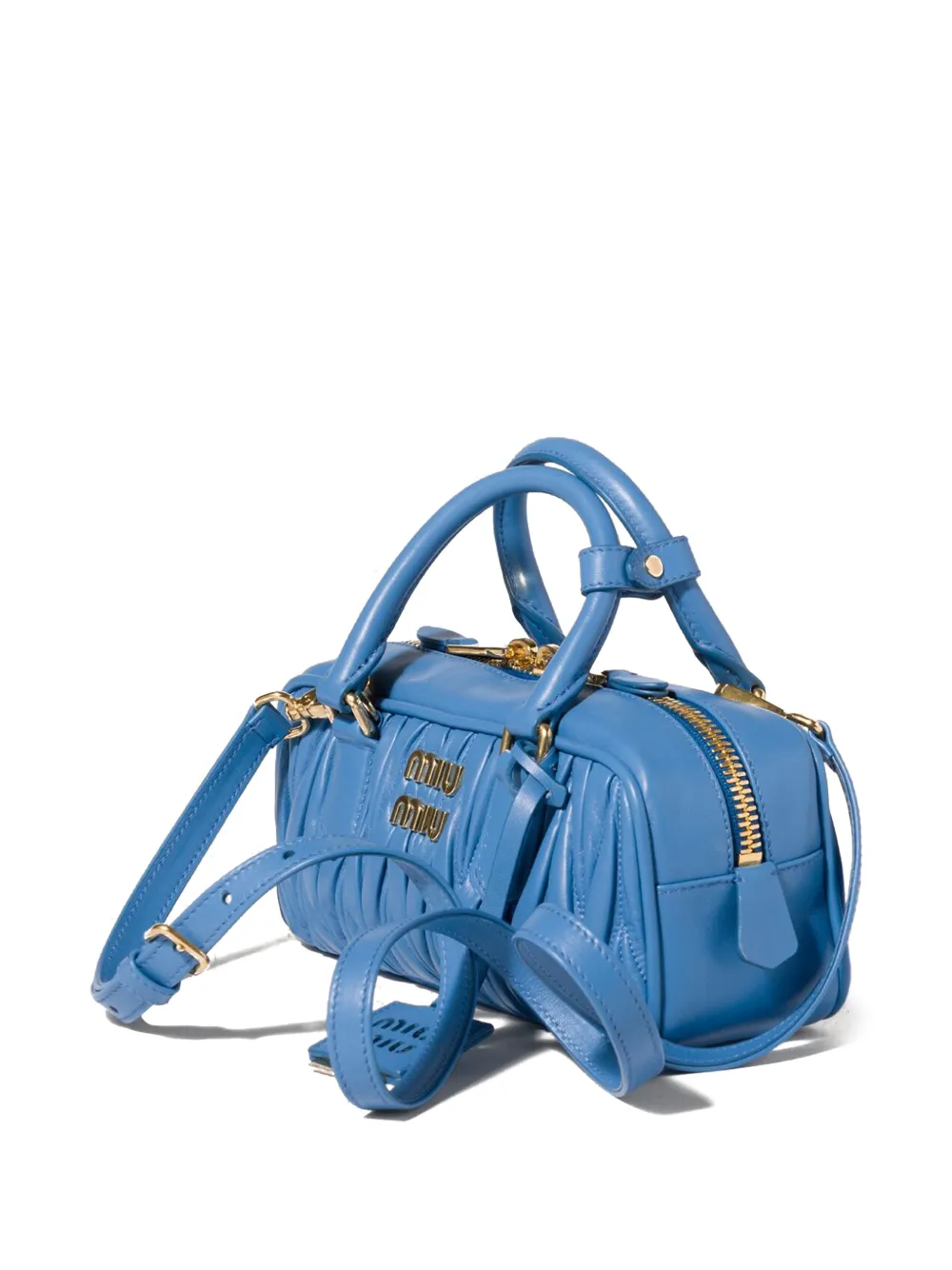 Miu Arcadie matelassé bucket-tas van nappaleer Blauw