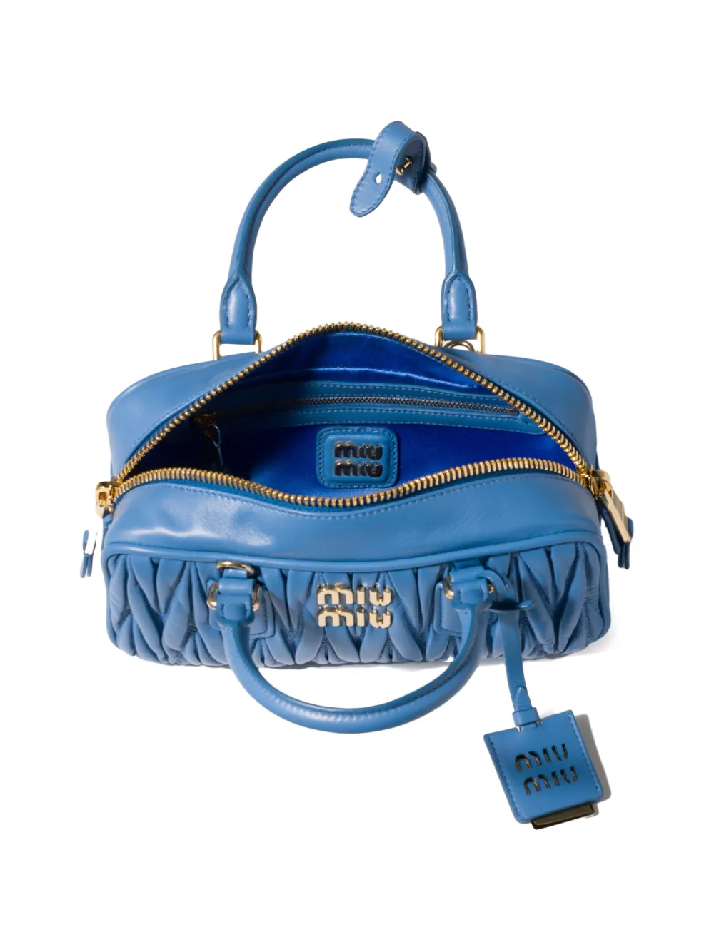Miu Arcadie matelassé bucket-tas van nappaleer Blauw