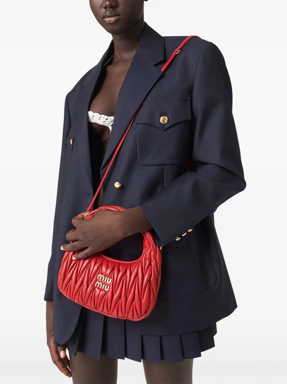 Miu Wander matelassé nappaleren shopper Rood