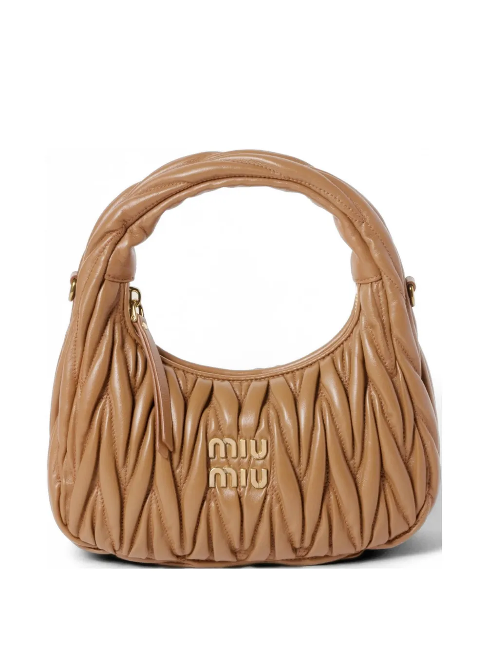 Miu Miu Wander matelassé nappa leather hobo bag - Toni neutri
