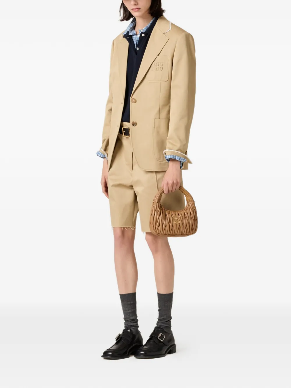 Miu Wander matelassé leren kleine tas Beige