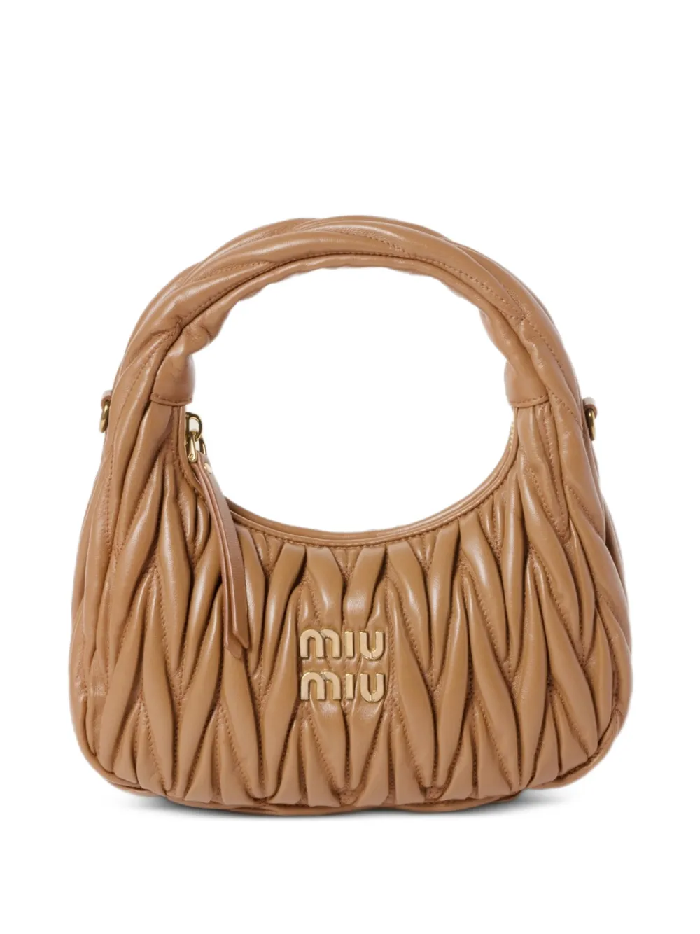 Miu Miu Wander matelassé nappa leather hobo bag - Toni neutri