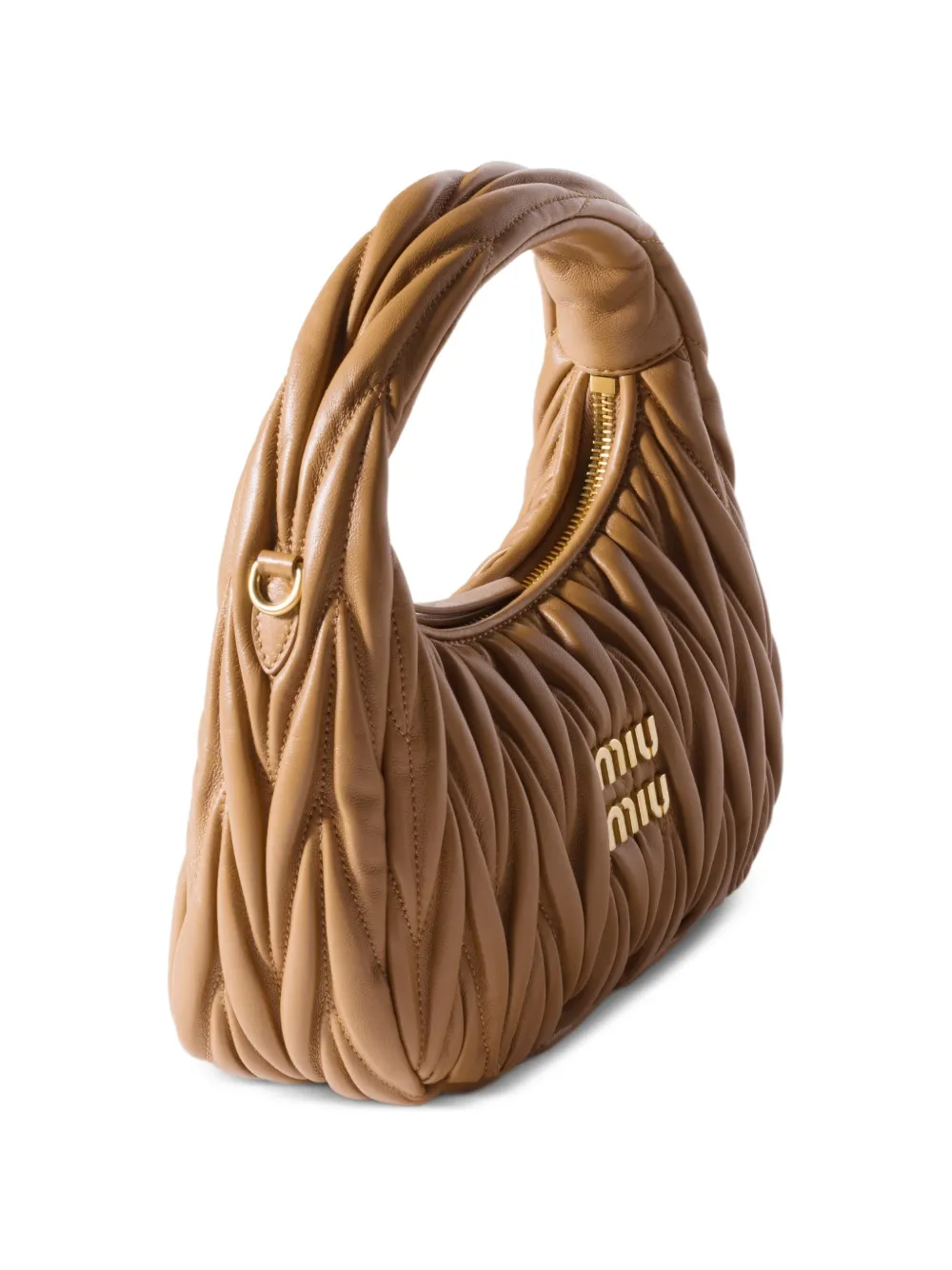 Miu Wander matelassé leren kleine tas Beige