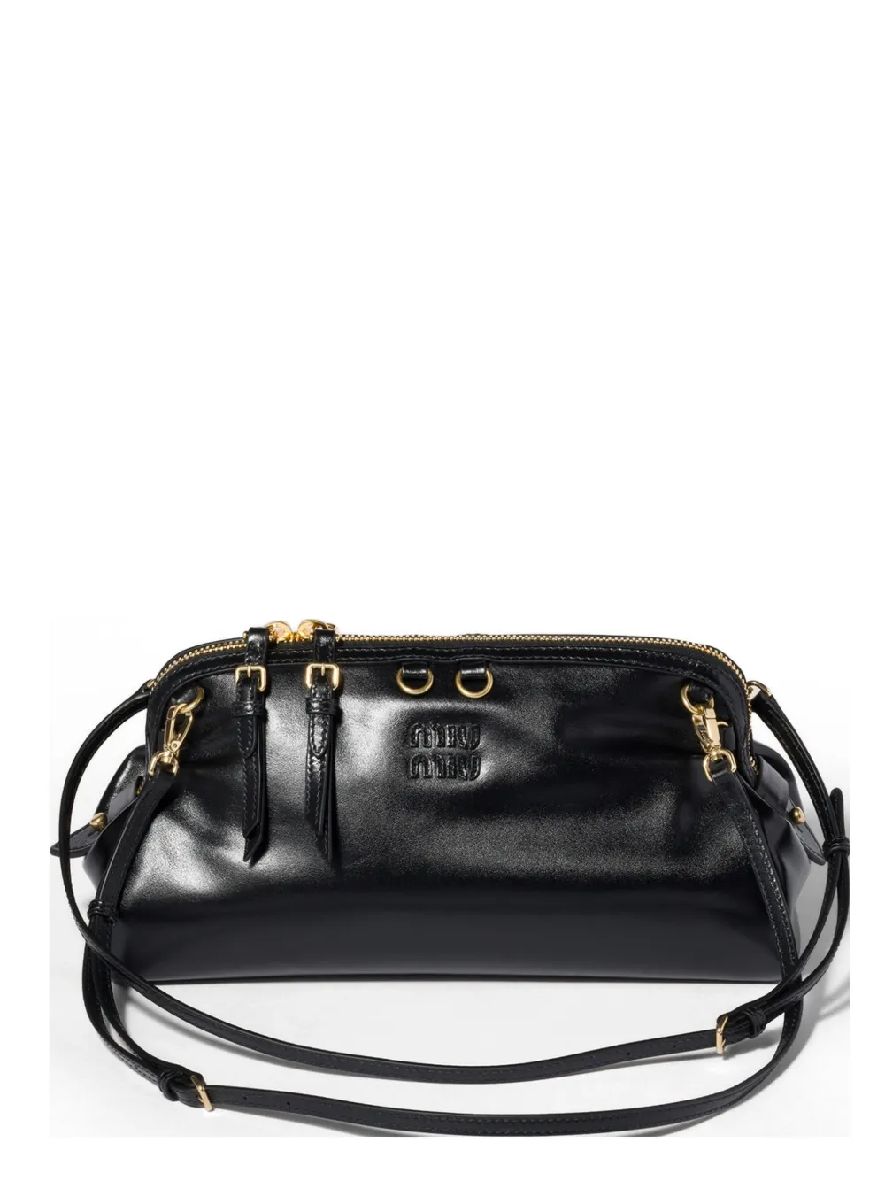Miu Miu Caprice shiny leather clutch - Nero
