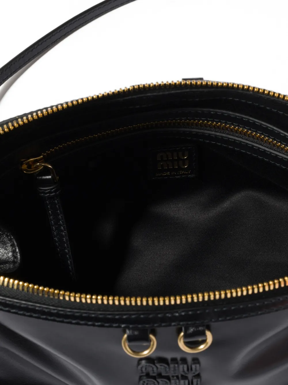Miu Miu Caprice Shiny Leather Clutch | Black | FARFETCH