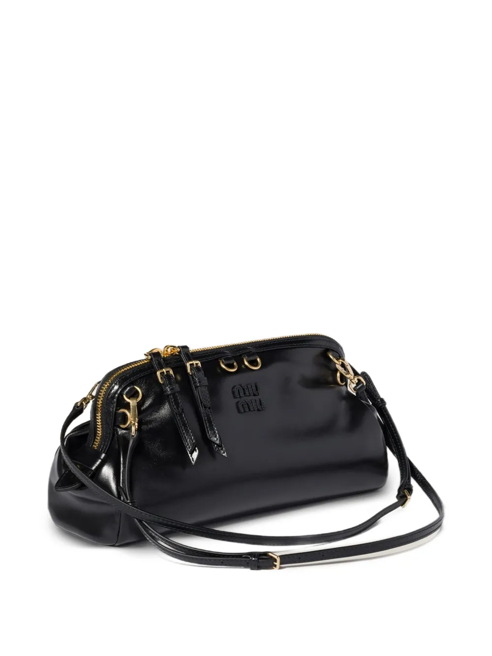 Miu Miu Caprice Shiny Leather Clutch | Black | FARFETCH
