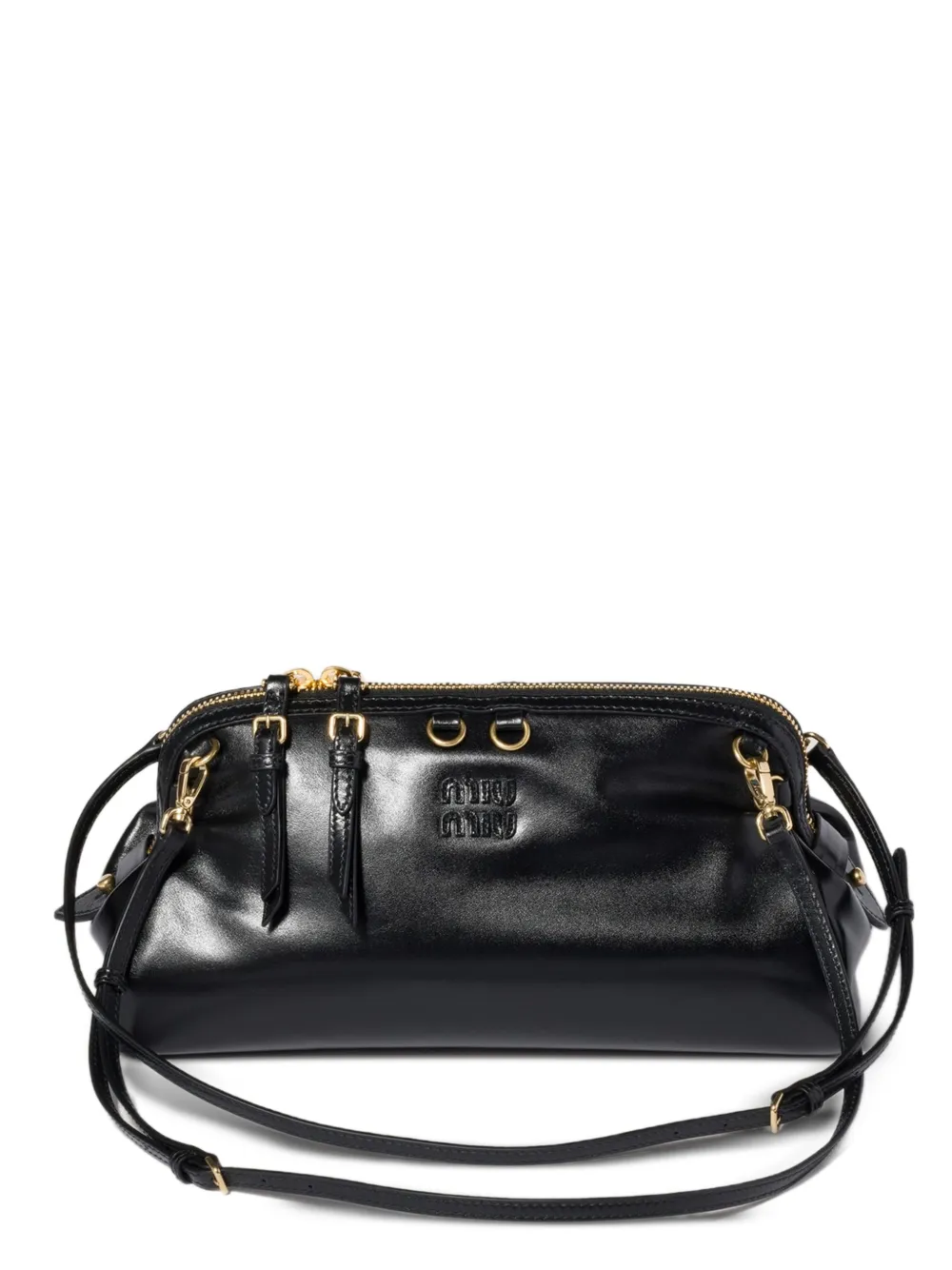 Miu Miu Caprice shiny leather clutch - Nero