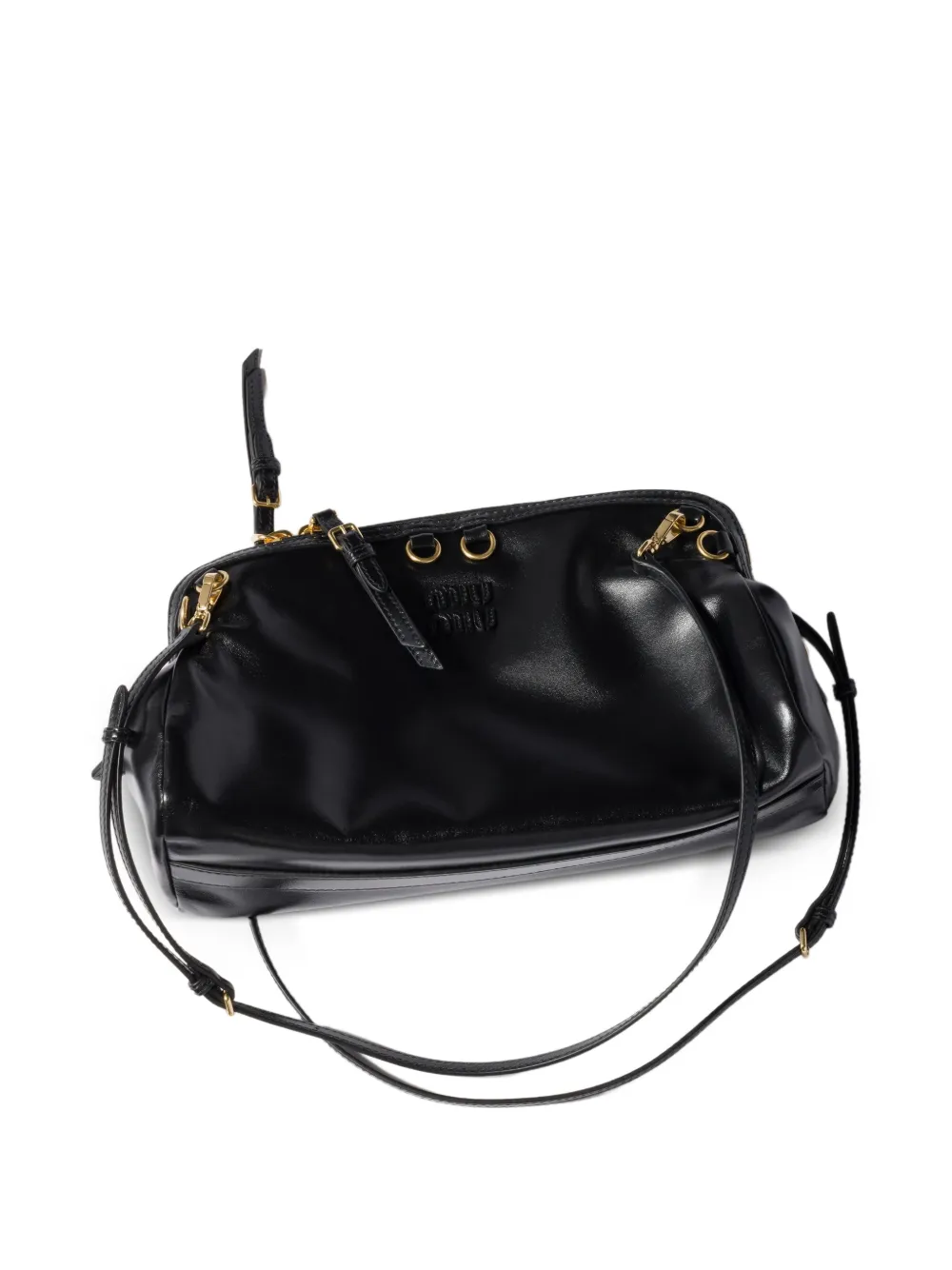 Miu Miu Caprice Shiny Leather Clutch | Black | FARFETCH