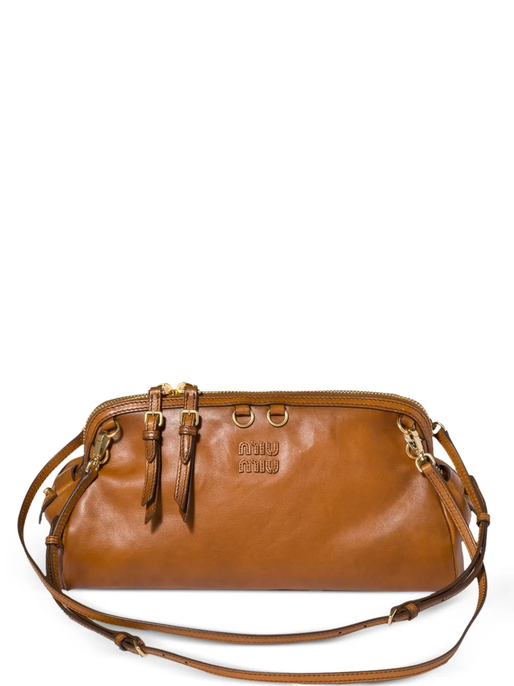 Miu Miu Caprice leather clutch - Marrone