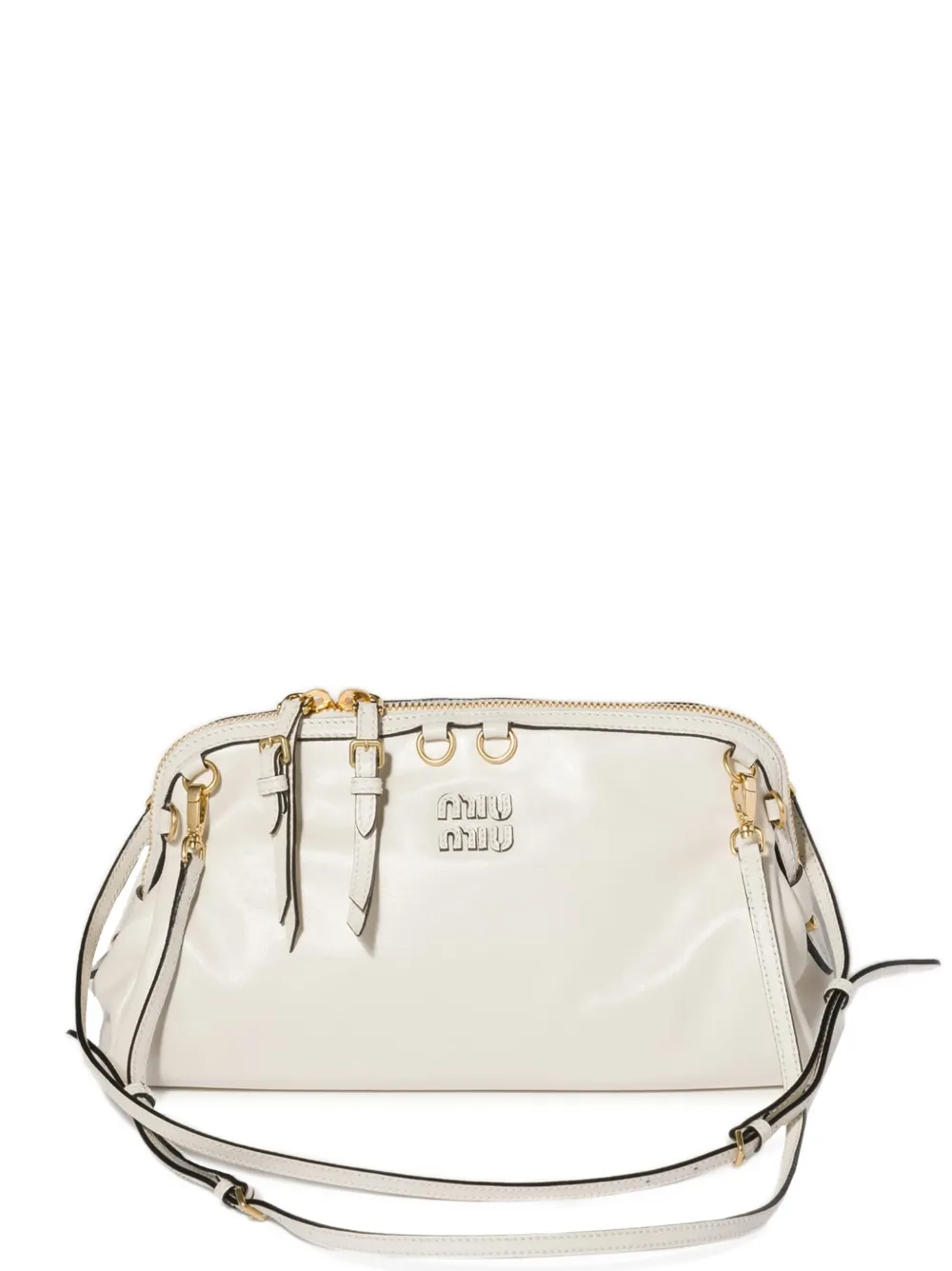 Miu Miu Caprice shiny leather clutch - Bianco