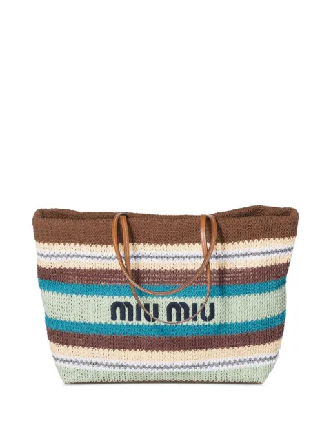 Miu Miu raffia-effect woven tote bag