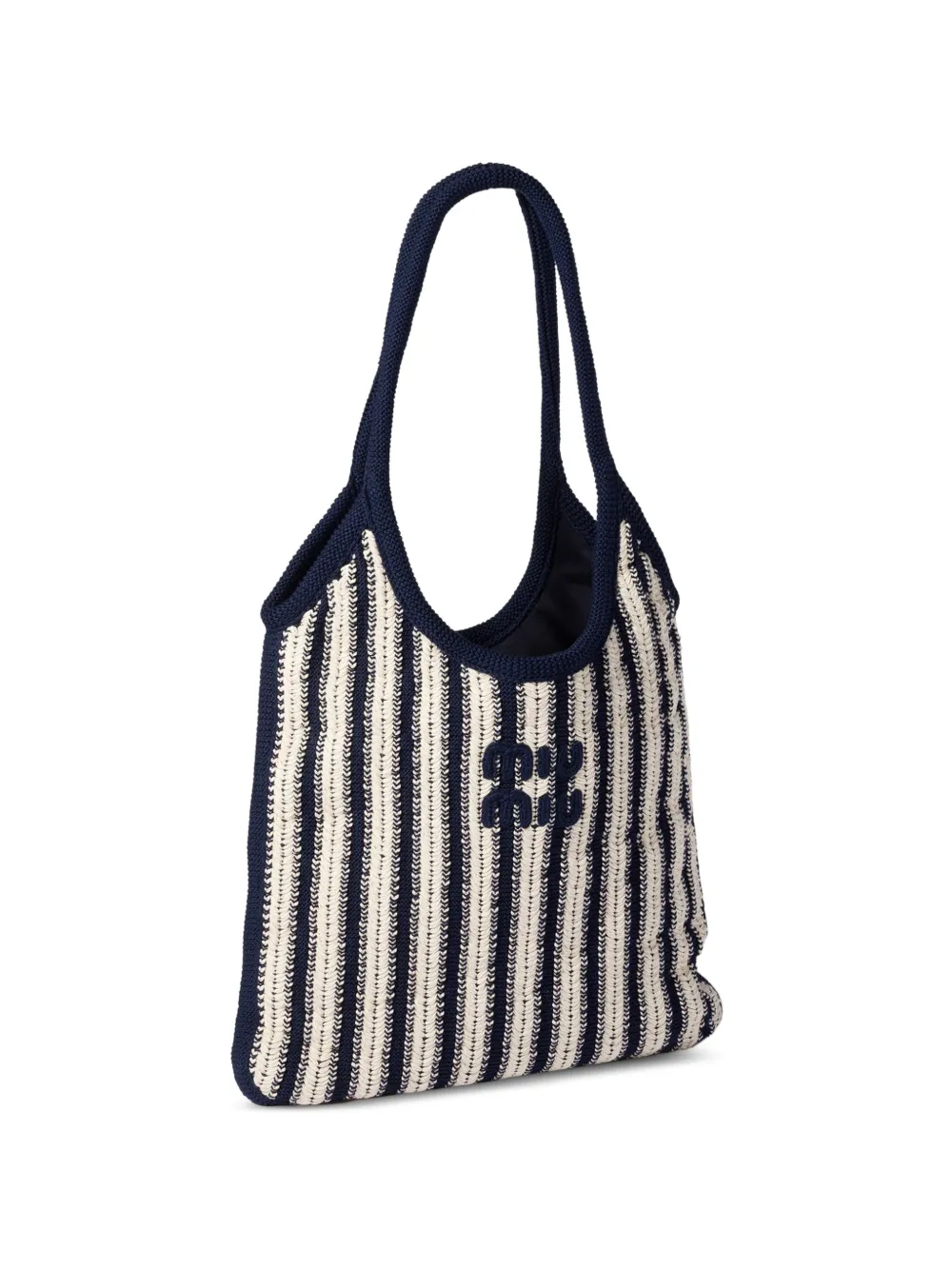Miu Ivy gehaakte gestreepte shopper Blauw