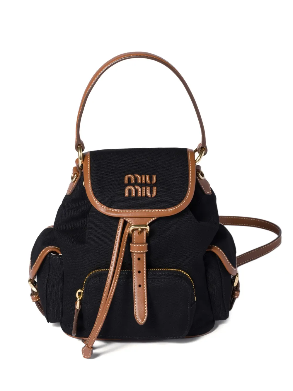 Miu Miu Canvas and leather backpack - Nero