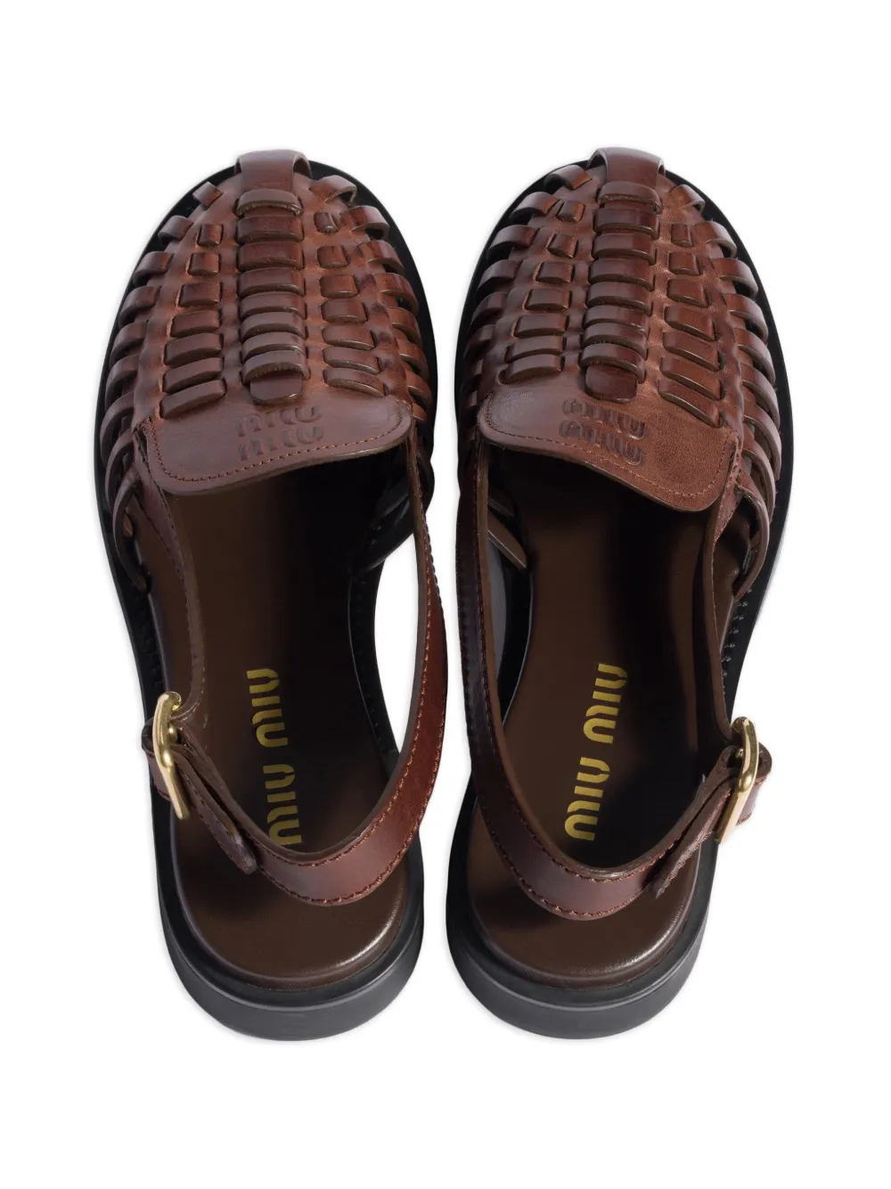 Miu Leren slingback loafers Bruin