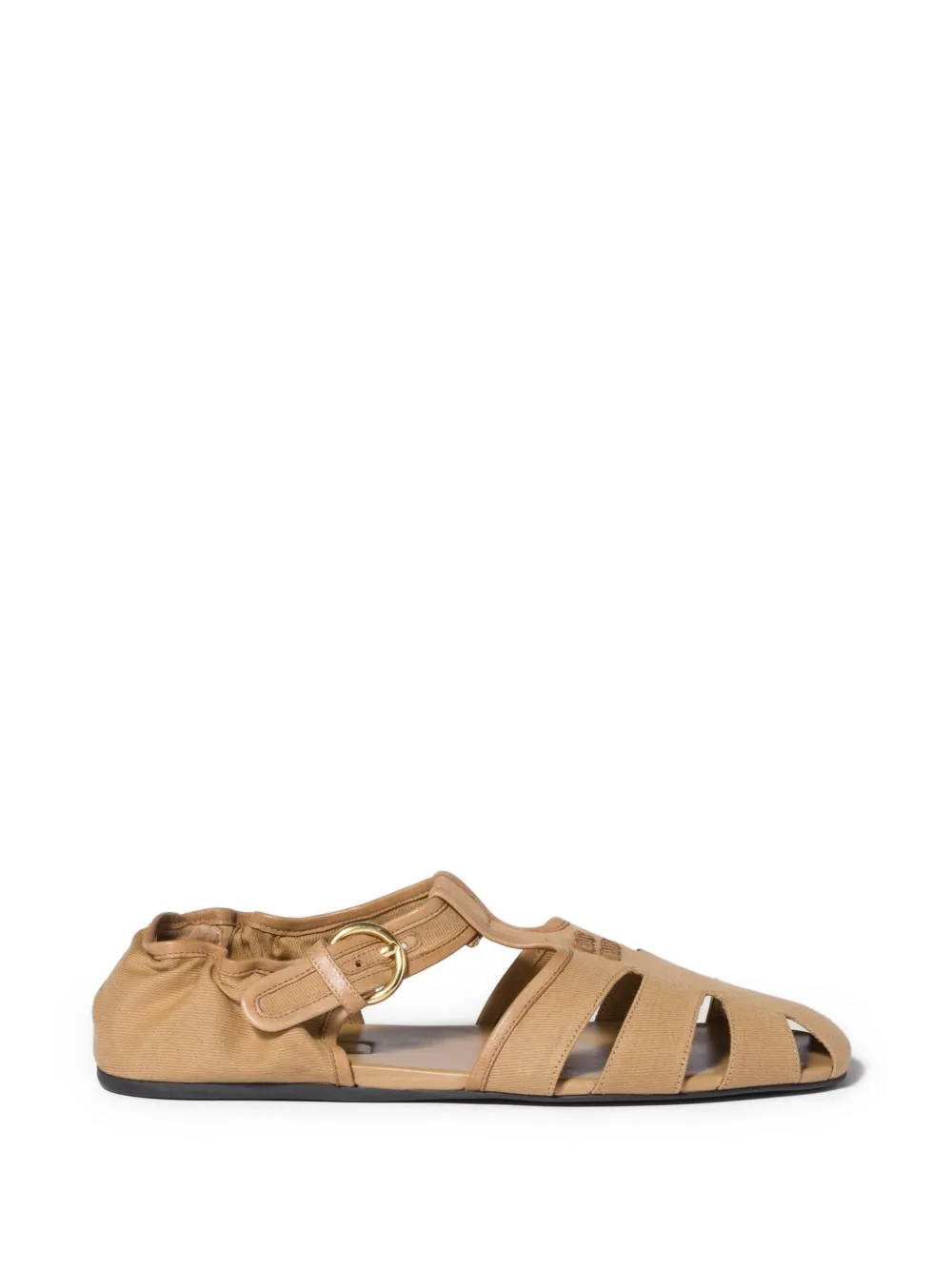 Miu Miu Ruches cotton and nappa leather fisherman sandals - Toni neutri