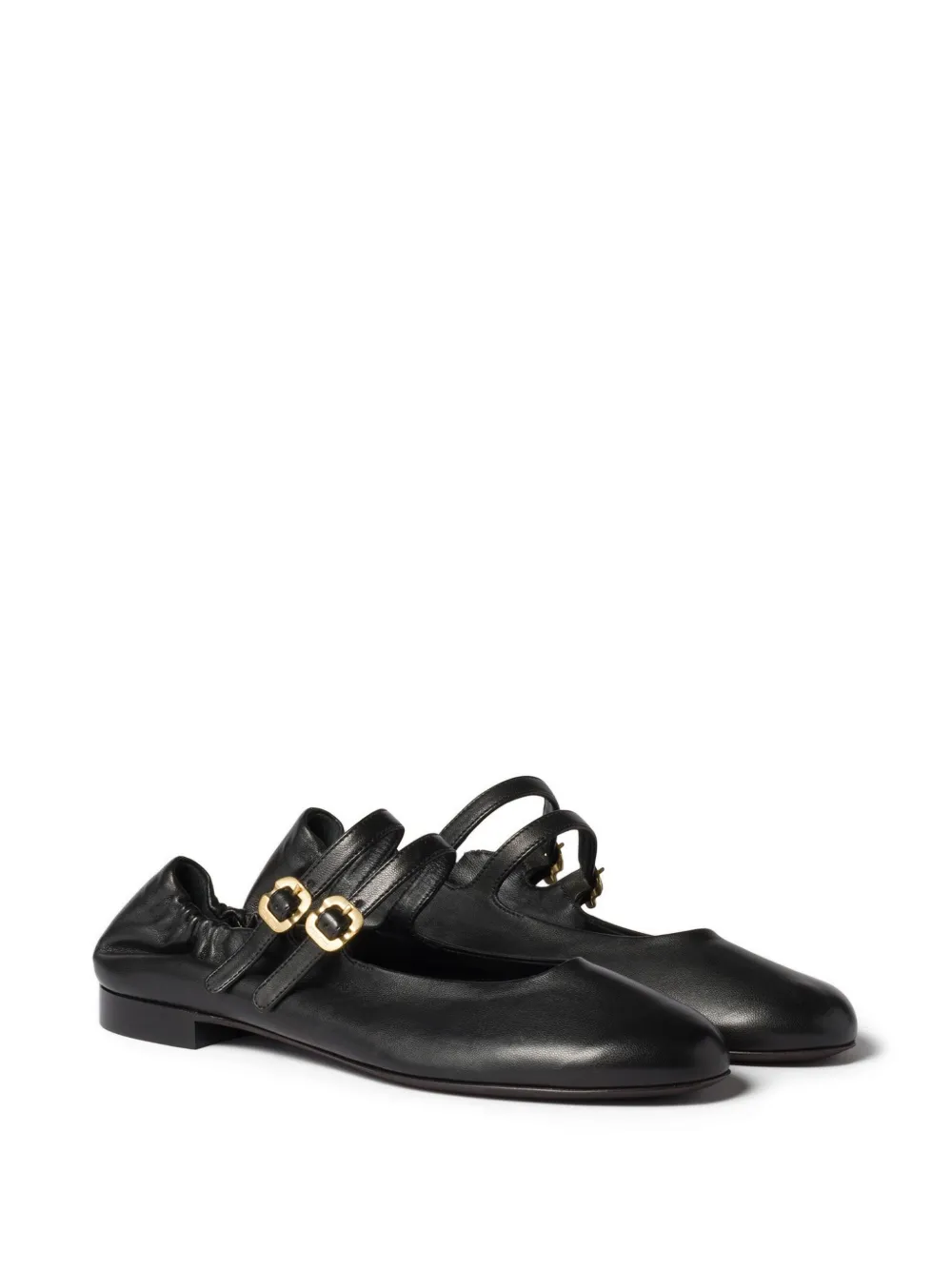 Miu Ballerina's van nappaleer met ruches Zwart