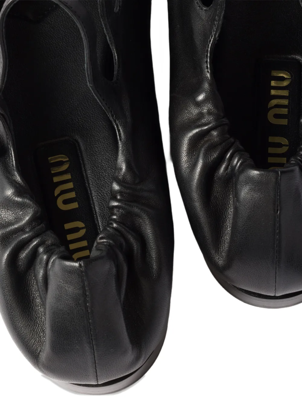 Miu Ballerina's van nappaleer met ruches Zwart