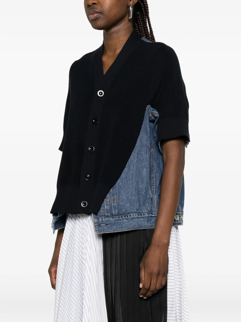 sacai Denim vest met vlakken Blauw