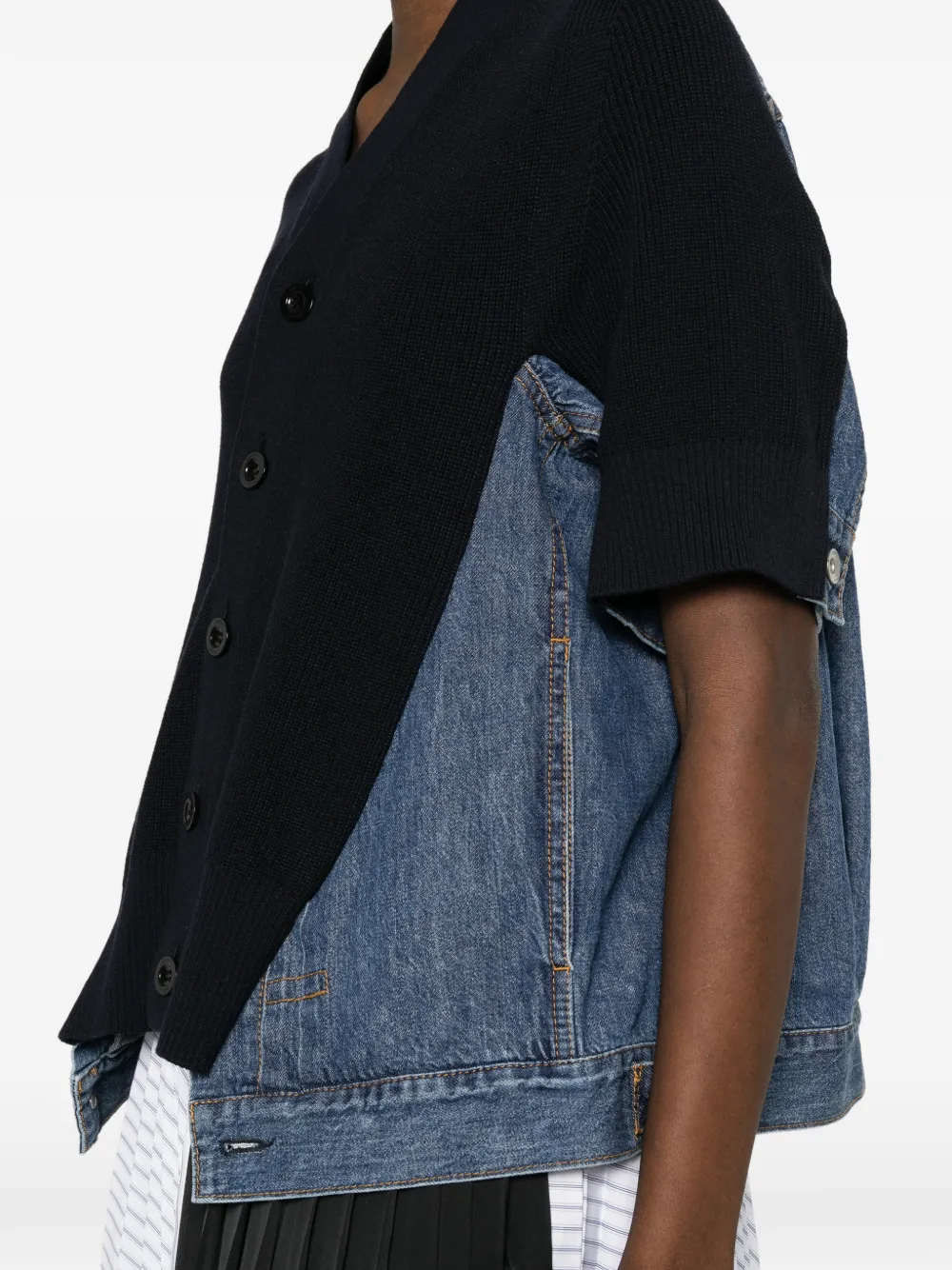 sacai Denim vest met vlakken Blauw
