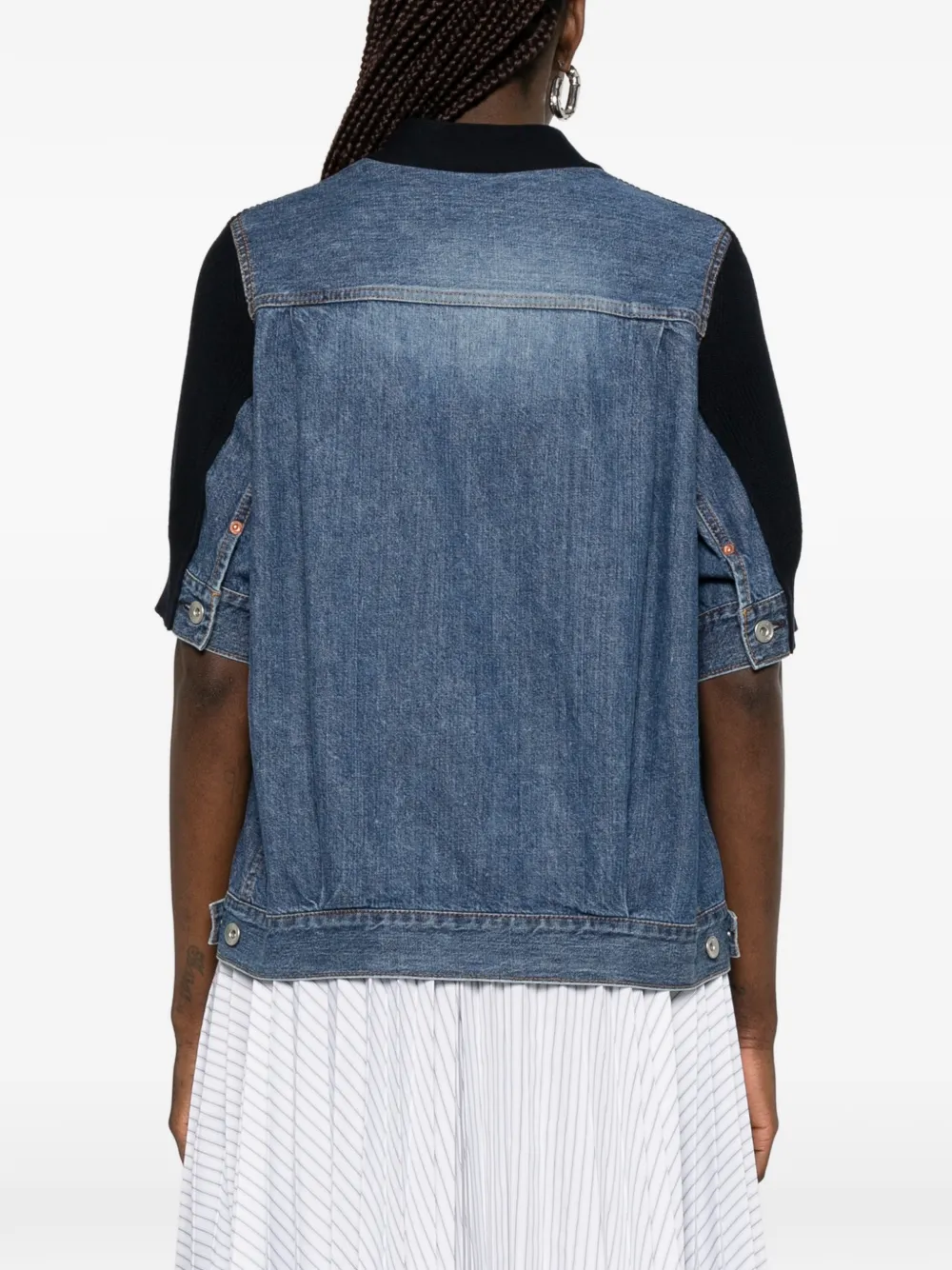 sacai Denim vest met vlakken Blauw