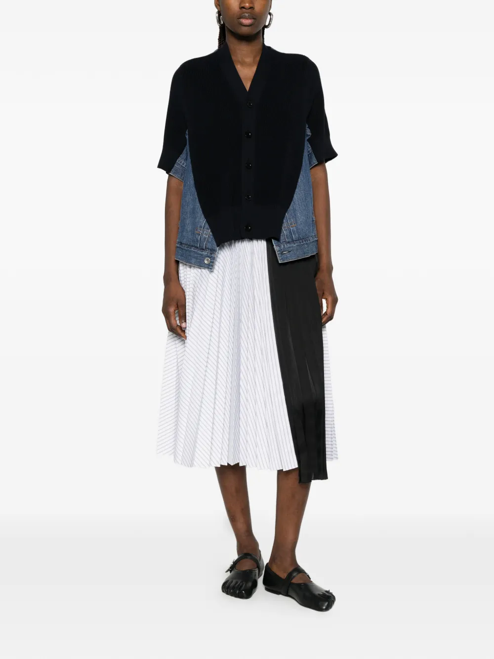 sacai Denim vest met vlakken Blauw